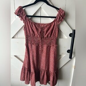 Brown and White teardrop empire cut dress